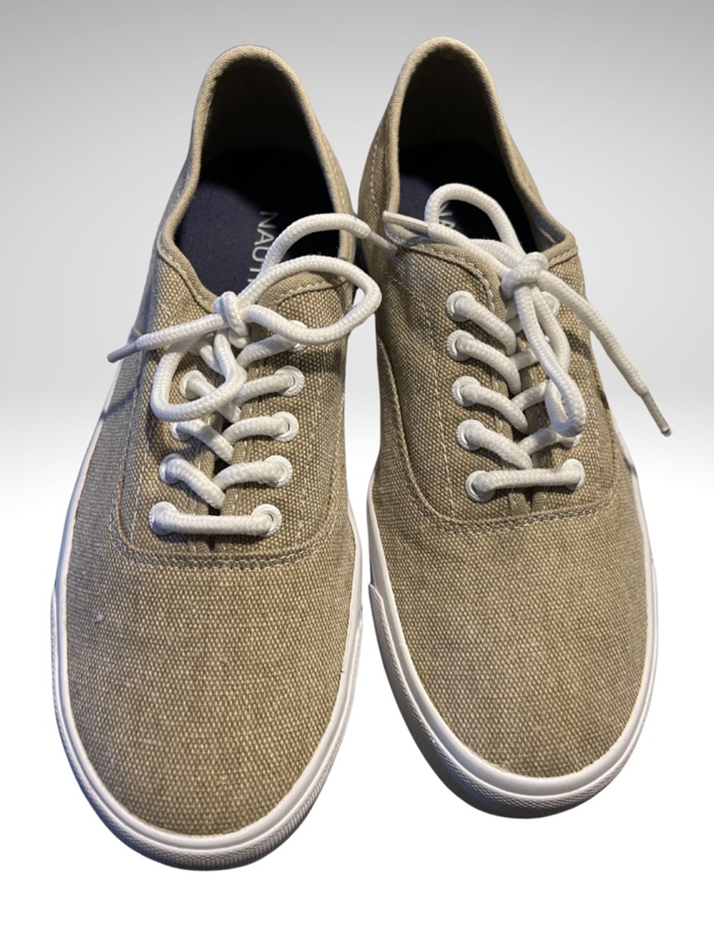 Nautica Men's Canvas Lace-Up Sneakers in Tan with White Soles